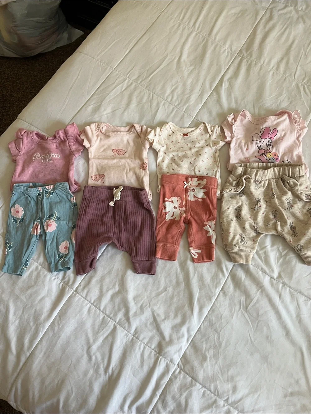 Four Baby Girls' Mixed Pink & Neutral Two-Piece Outfit Set